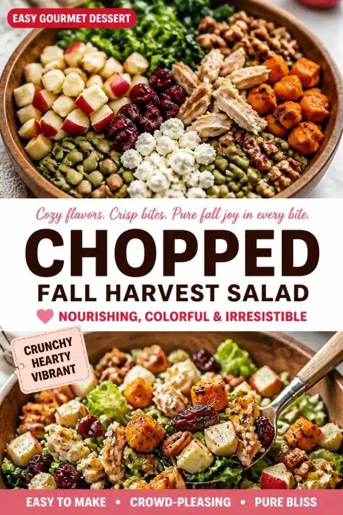 Chopped fall harvest salad with seasonal vegetables and toppings