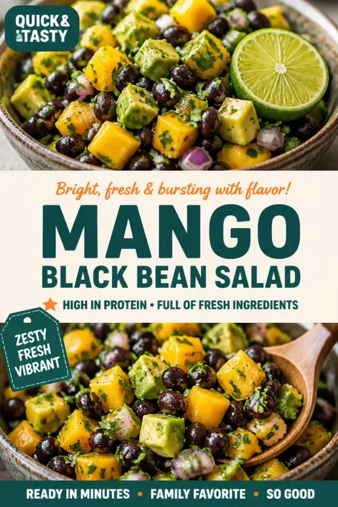 Cilantro-Lime Mango Black Bean Salad with vibrant ingredients