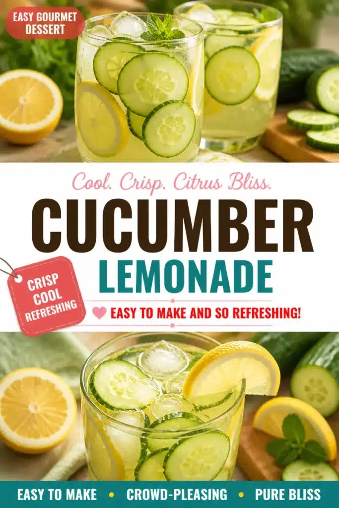 Refreshing Citrus Infused Cucumber Cooler drink garnished with citrus slices.