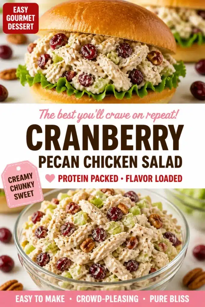 Cranberry and Pecan Chicken Salad with fresh ingredients