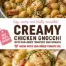 Creamy chicken gnocchi with sun-dried tomatoes and spinach in a bowl