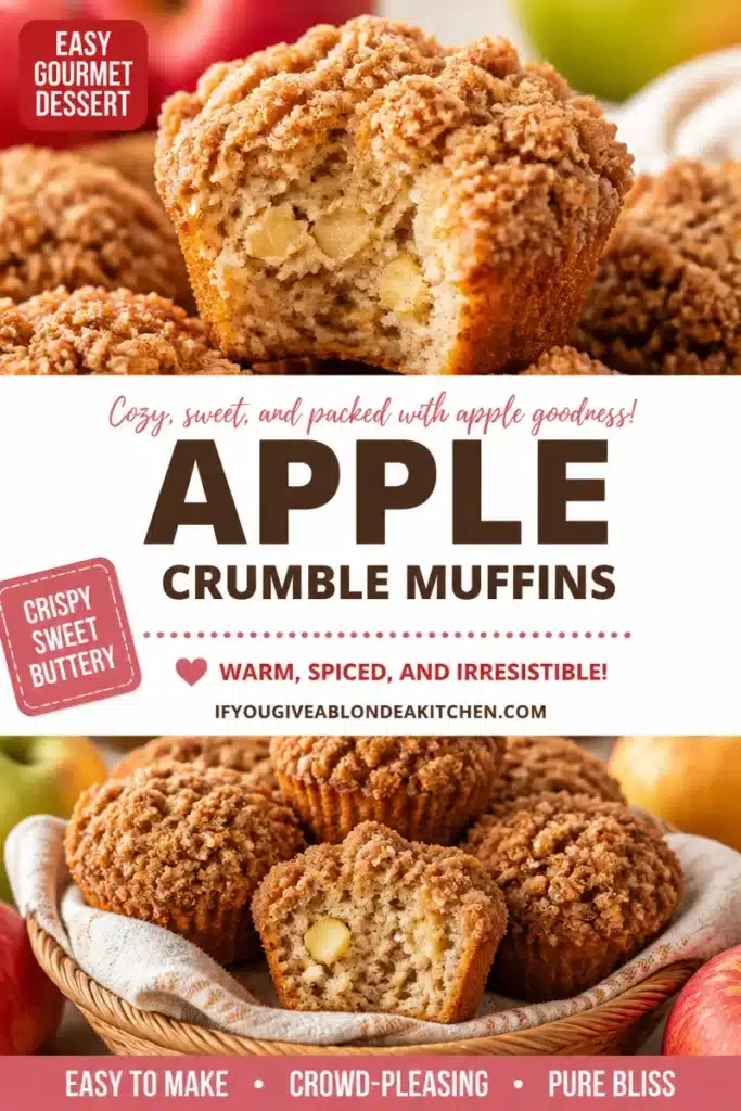 Delicious crispy apple crumble muffins fresh out of the oven