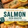 Crispy oven-roasted salmon served with lemon and herbs