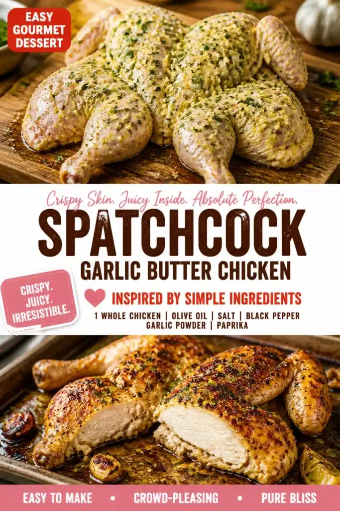 Crispy spatchcock chicken cooked to perfection, showcasing juicy meat and crispy skin.