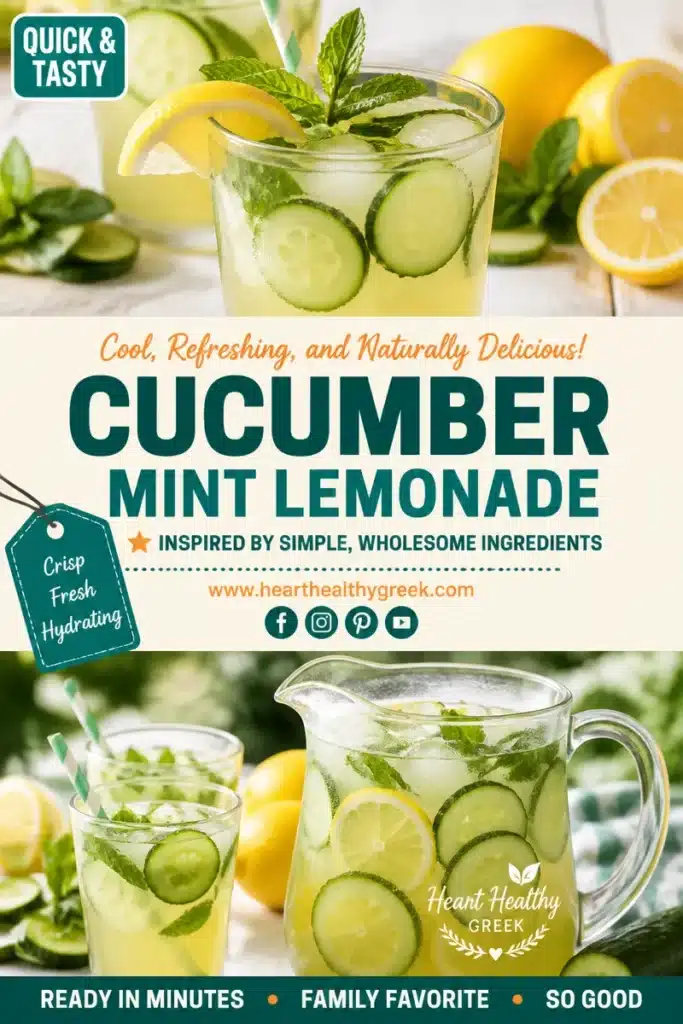 A refreshing glass of Cucumber Mint Lemonade garnished with mint leaves.