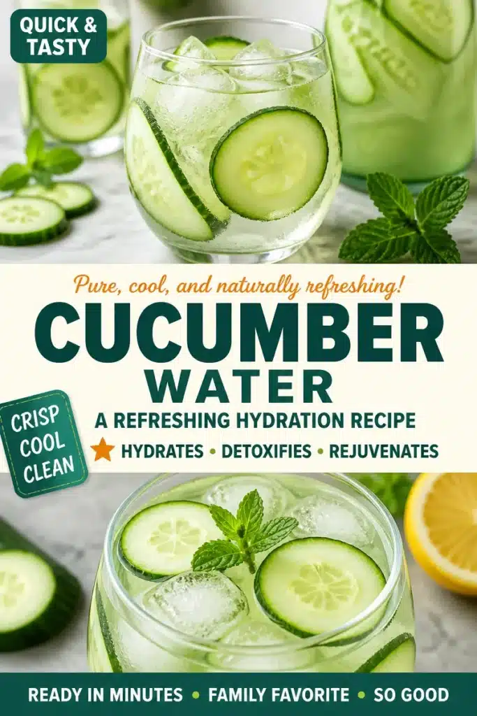 Refreshing cucumber detox water in a glass with sliced cucumbers and mint leaves