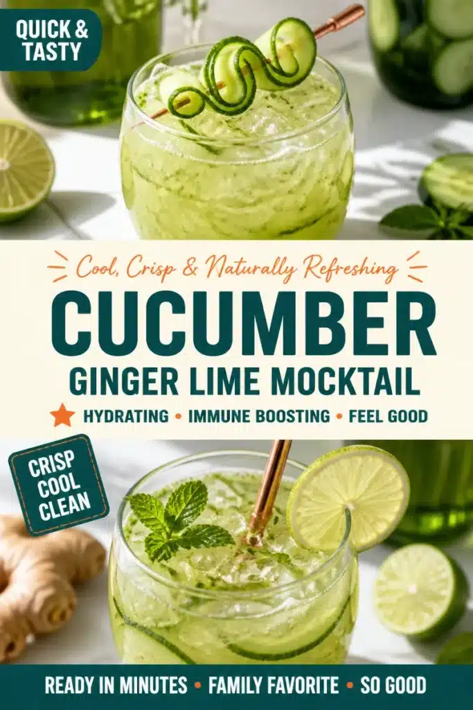 Refreshing Cucumber-Ginger Lime beverage served in a glass