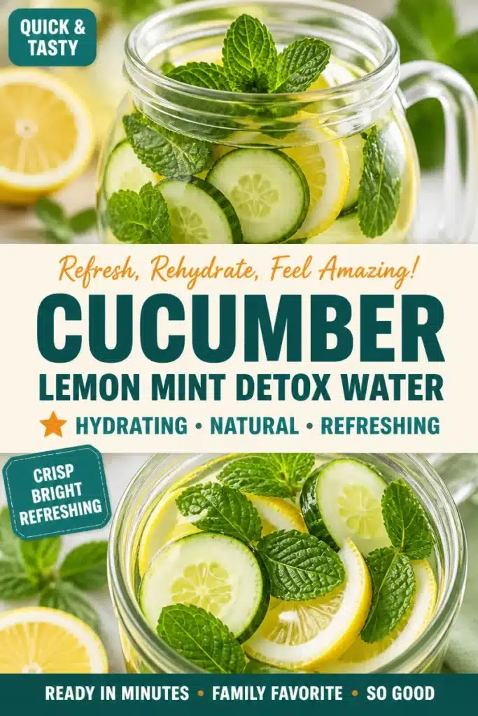 Cucumber Lemon Mint Detox Water in a glass with fresh ingredients