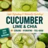 Cucumber Lime Chia Fresca drink served in a glass with fresh ingredients.