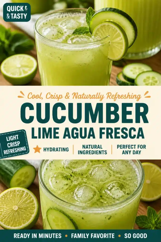 A refreshing glass of cucumber lime water with slices of cucumber and lime.