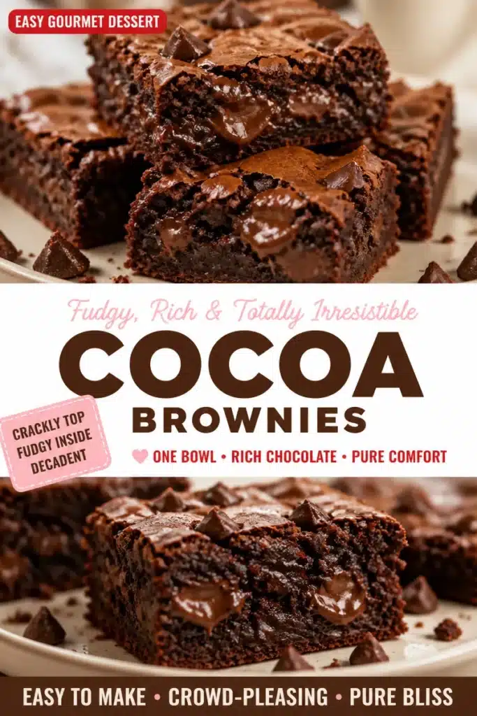 Decadent cocoa brownies, rich and gooey chocolate dessert