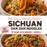 Bowl of Easy Sichuan Dan Dan Noodles garnished with green onions and peanuts