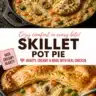 Easy skillet pot pie with vegetables and flaky crust in a skillet