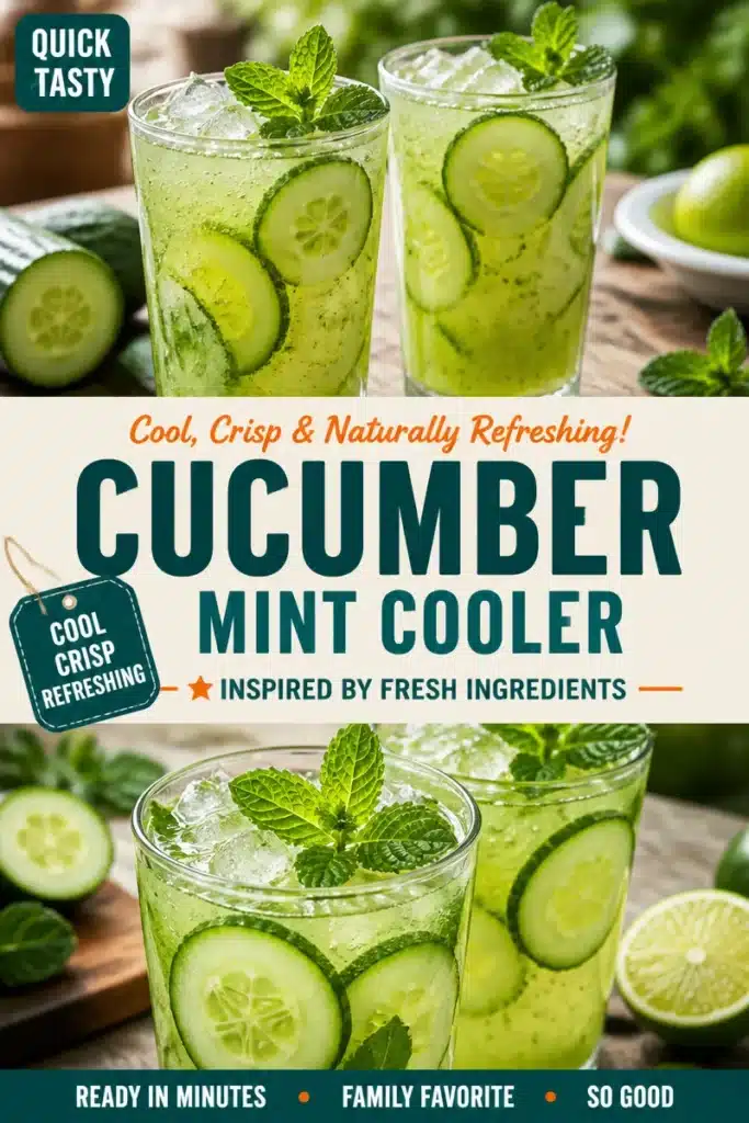 Refreshing Cucumber-Mint Cooler served in a glass with mint leaves and cucumber slices