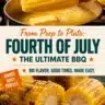 Grilling meats and veggies at a festive Fourth of July BBQ party.