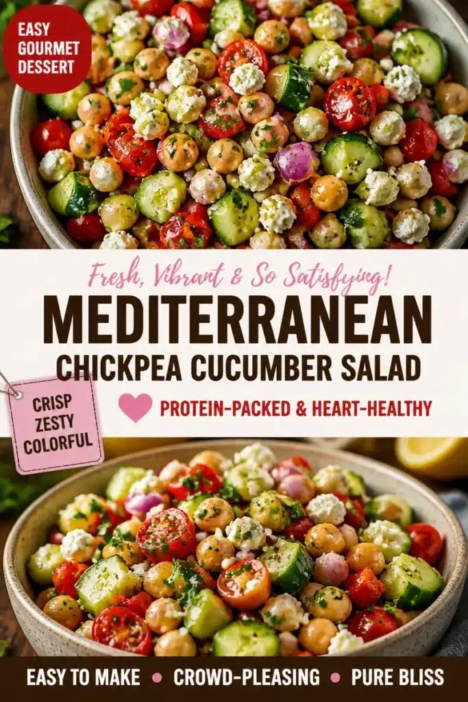 Refreshing garbanzo bean and cucumber salad in a bowl, perfect for healthy meals.