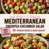 Refreshing garbanzo bean and cucumber salad in a bowl, perfect for healthy meals.