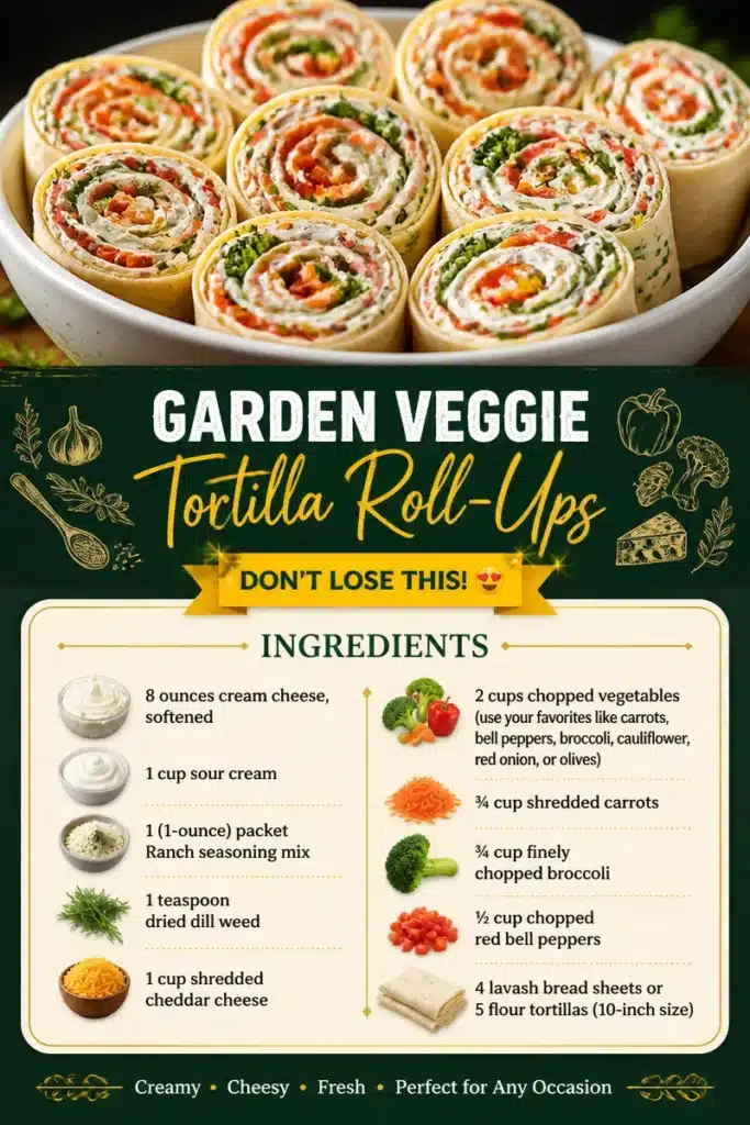 Delicious garden veggie tortilla roll-ups served on a plate