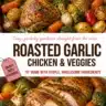 Delicious garlic-roasted chicken with fresh vegetables on a serving plate.
