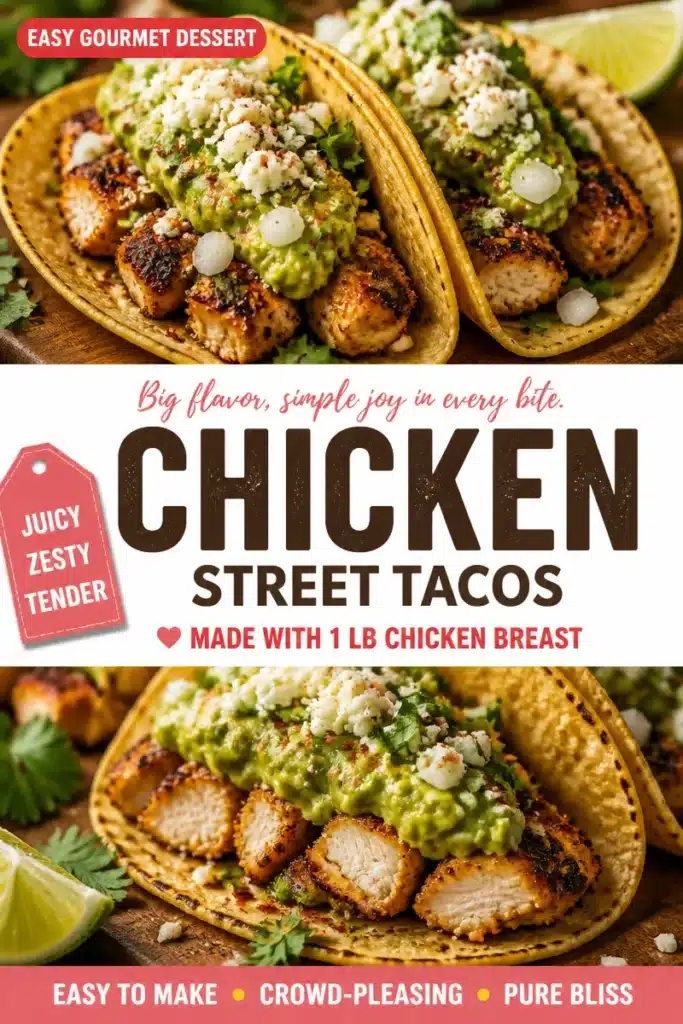 Genuine chicken street tacos served with fresh toppings and vibrant salsa