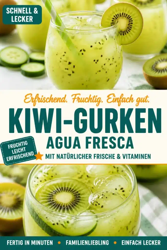Glas Kiwi-Gurken Agua Fresca mit frischen Zutaten