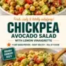Lemon-Dressed Chickpea Avocado Salad with fresh ingredients and dressing