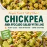Lime-Infused Chickpea and Avocado Salad served in a bowl, garnished with fresh herbs.
