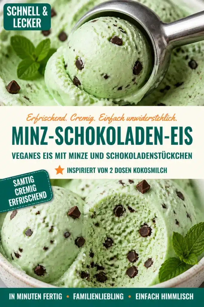 Milchfreies Minz-Schokoladen-Eis mit Schokoladenstückchen im Schälchen