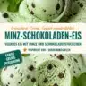 Milchfreies Minz-Schokoladen-Eis mit Schokoladenstückchen im Schälchen