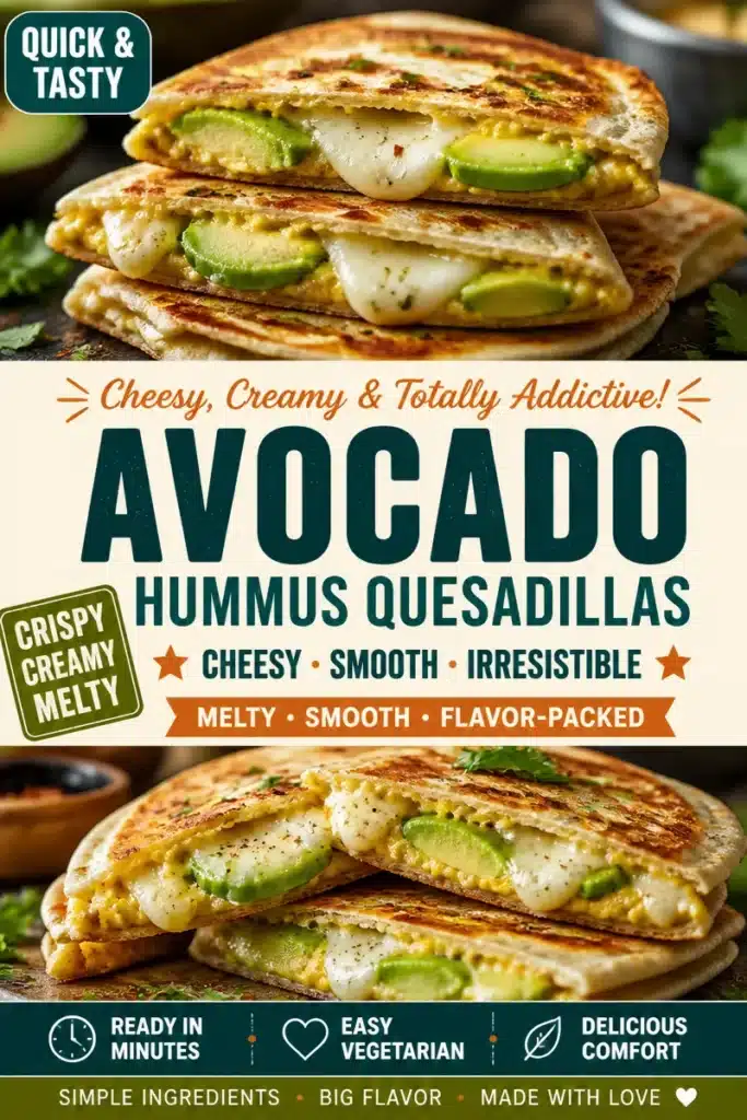 Mini Avocado and Hummus Quesadillas served on a plate