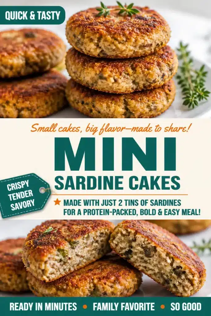 Delicious mini sardine cakes served on a plate with garnish