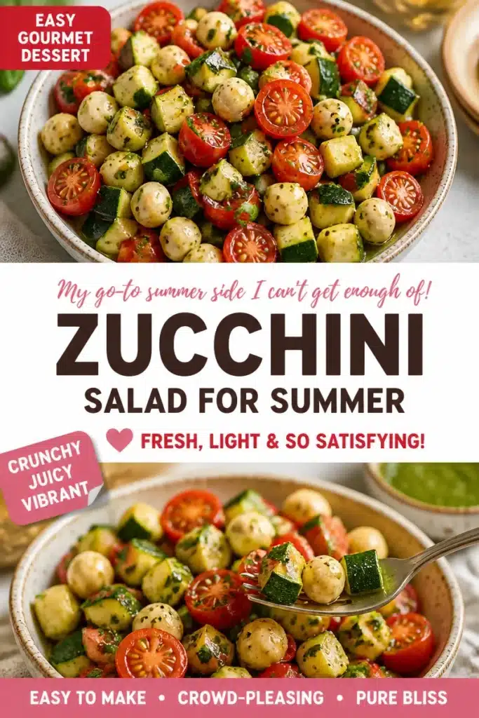 Fresh zucchini salad made with four simple ingredients, perfect for summer.