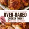 Oven-baked chicken thighs seasoned and ready to serve