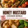 Delicious honey mustard chicken bowls with vibrant vegetables and rice