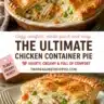 Quick and easy chicken pot pie served in a ceramic dish with fresh herbs on top.