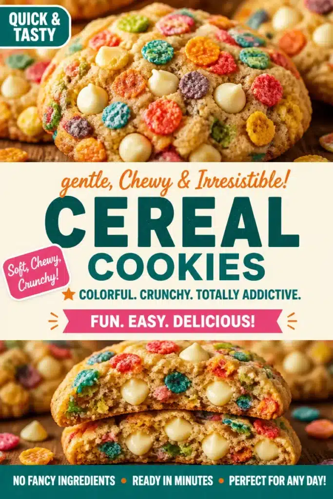 Delicious Rainbow Crunch Cookies topped with white chocolate chips