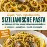 Sardine Pasta mit Zitrone und Knoblauchbröseln auf einem Teller angerichtet