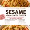 Plate of sesame chicken noodles garnished with sesame seeds and green onions