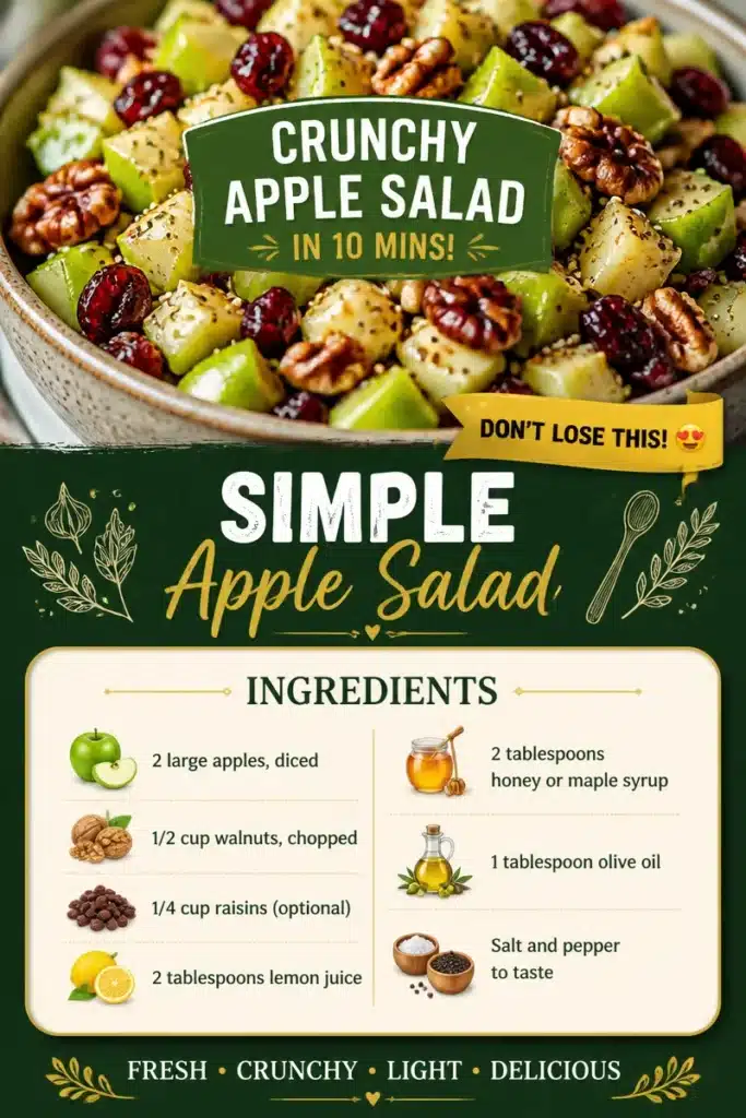 Simple apple salad with fresh ingredients in a bowl