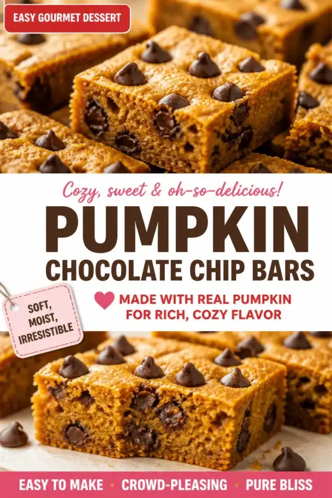 Delicious simple pumpkin chocolate chip bars fresh out of the oven