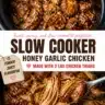 Slow Cooker Honey Garlic Chicken served with rice and vegetables