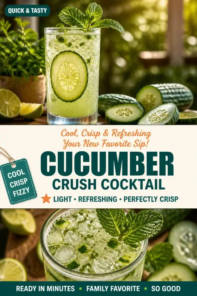 Sparkling Cucumber Crush Cocktail garnished with fresh cucumber slices