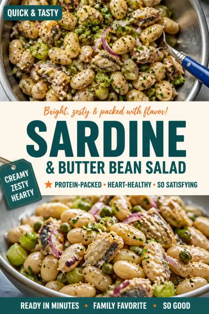 Delicious Speedy Sardine and Butter Bean Salad served in a bowl