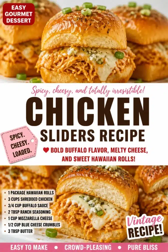 Spicy Buffalo Chicken Sliders served on a platter with dipping sauce