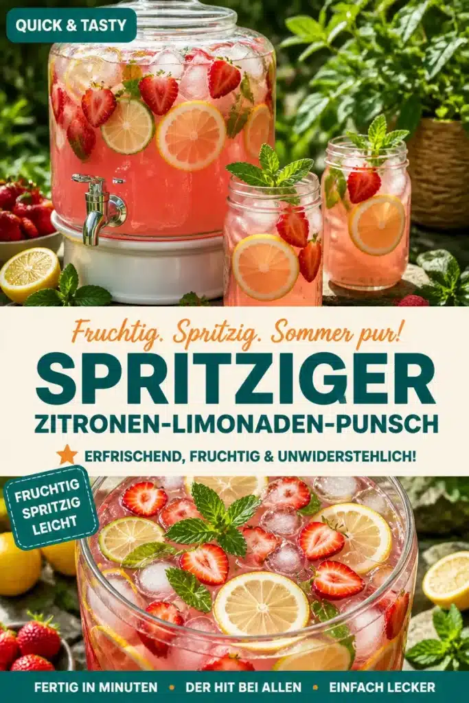 Erfrischender Zitronen-Limonaden-Punsch in einem Glas mit Zitrusfrüchten
