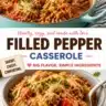 Delicious stuffed bell pepper casserole with melted cheese and vibrant veggies