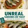 Plate of surreal sardines on toast with vibrant toppings