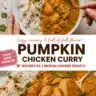 A delicious bowl of pumpkin chicken curry with fresh herbs and spices