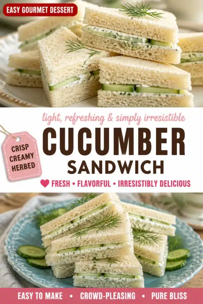 Crisp cucumber sandwich served on a plate with fresh ingredients