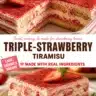 Delicious Triple-Strawberry Tiramisu dessert with fresh strawberries and creamy layers.